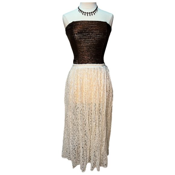 Express Tricot Skirts Cream Floral Lace Broomstick Skirt Poshmark